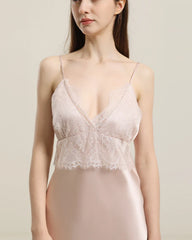 Silk Lace Nightgown Slip Dress
