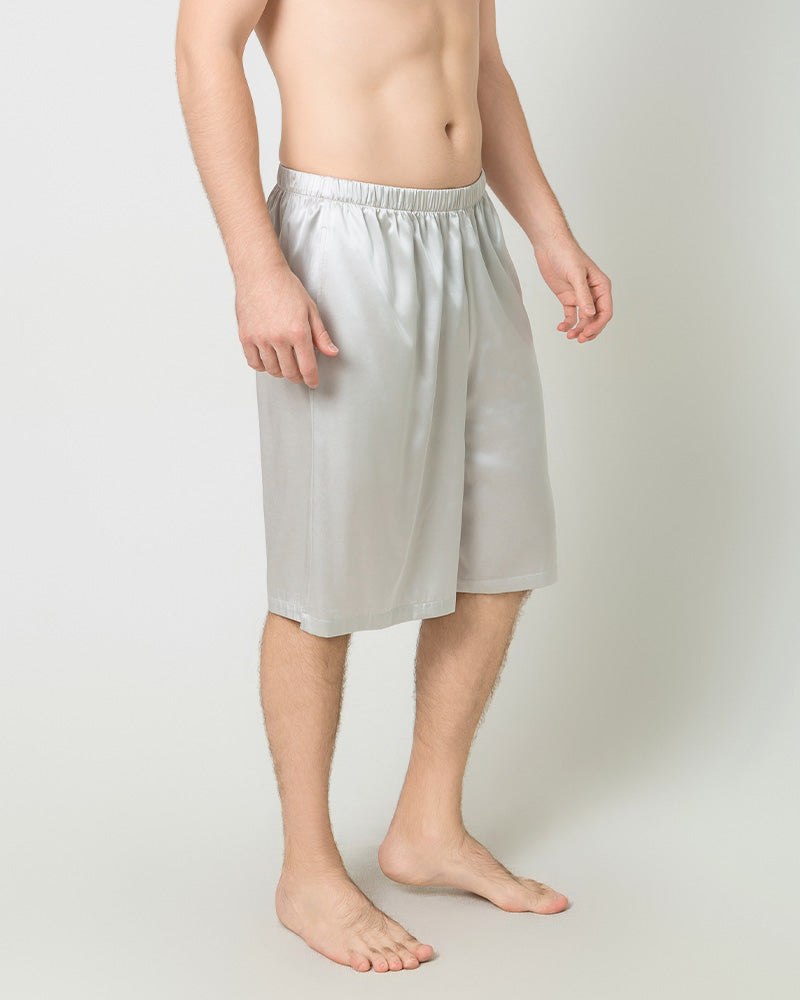 Silk Men Knee Elastic Waist Satin Underwear