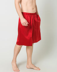 Silk Men Knee Elastic Waist Satin Underwear