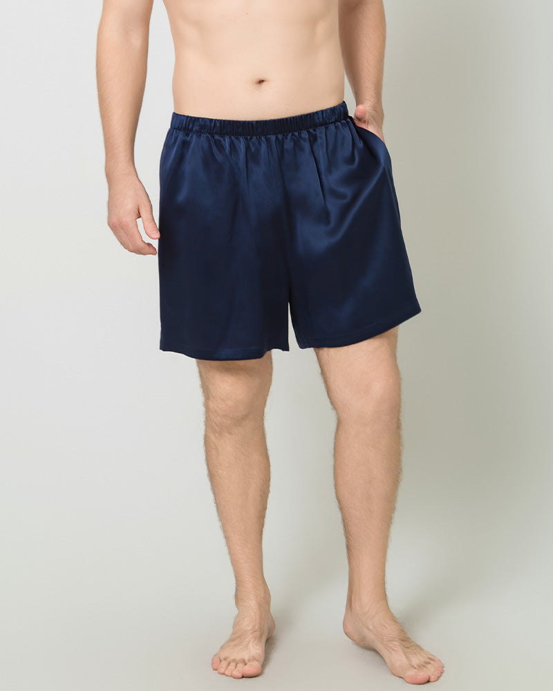 mens silk dress shorts Mens Silk Robe and Shorts Set with Contrast Piping and Short Sleeves Claret / S