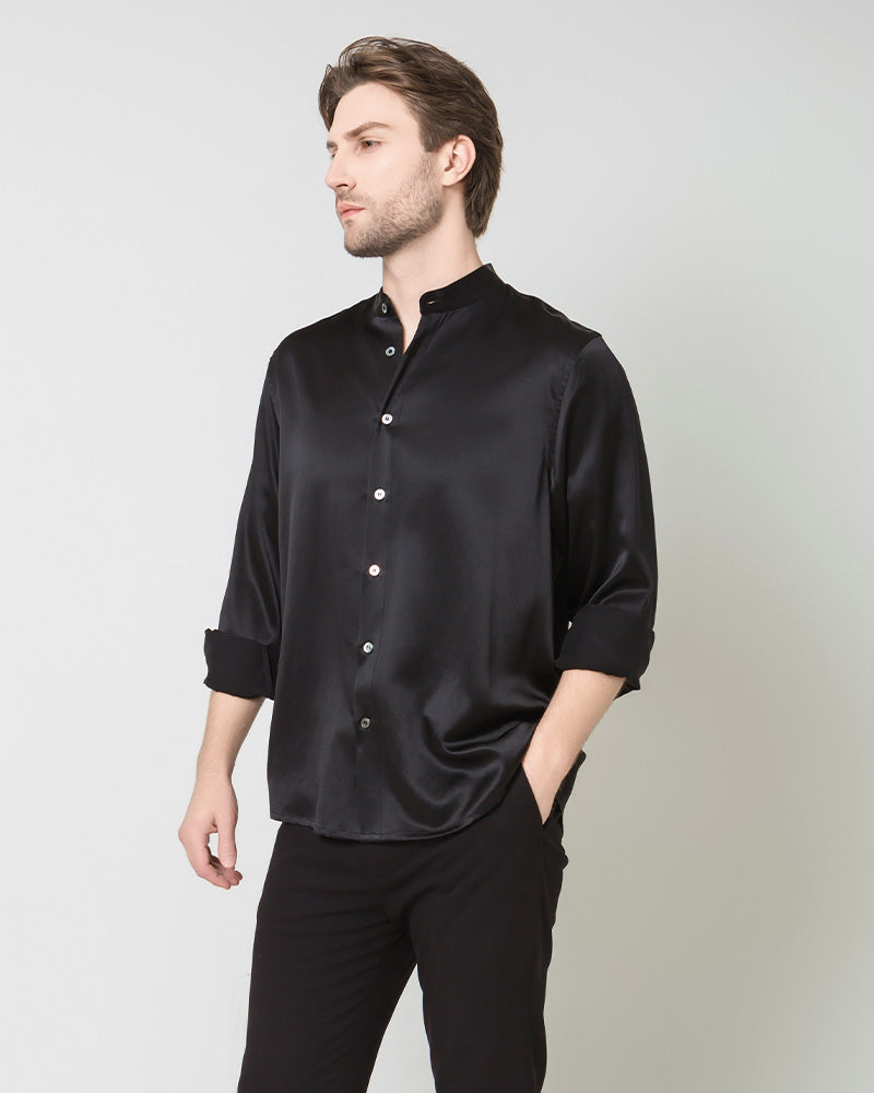 Silk Men's Casual Long Sleeve Shirt