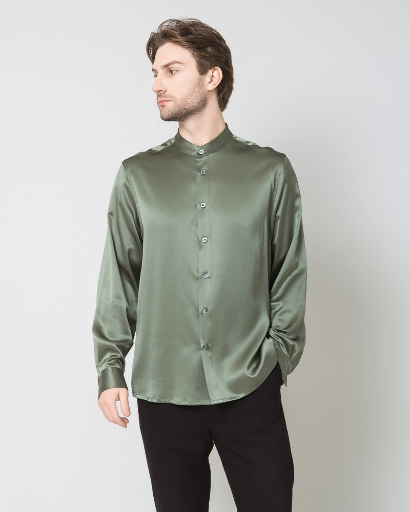 Silk Men's Casual Long Sleeve Shirt