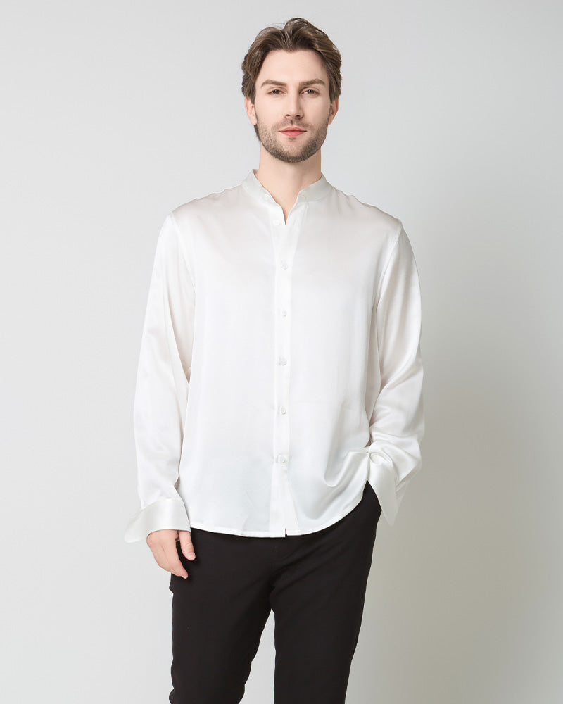 Silk Men's Casual Long Sleeve Shirt