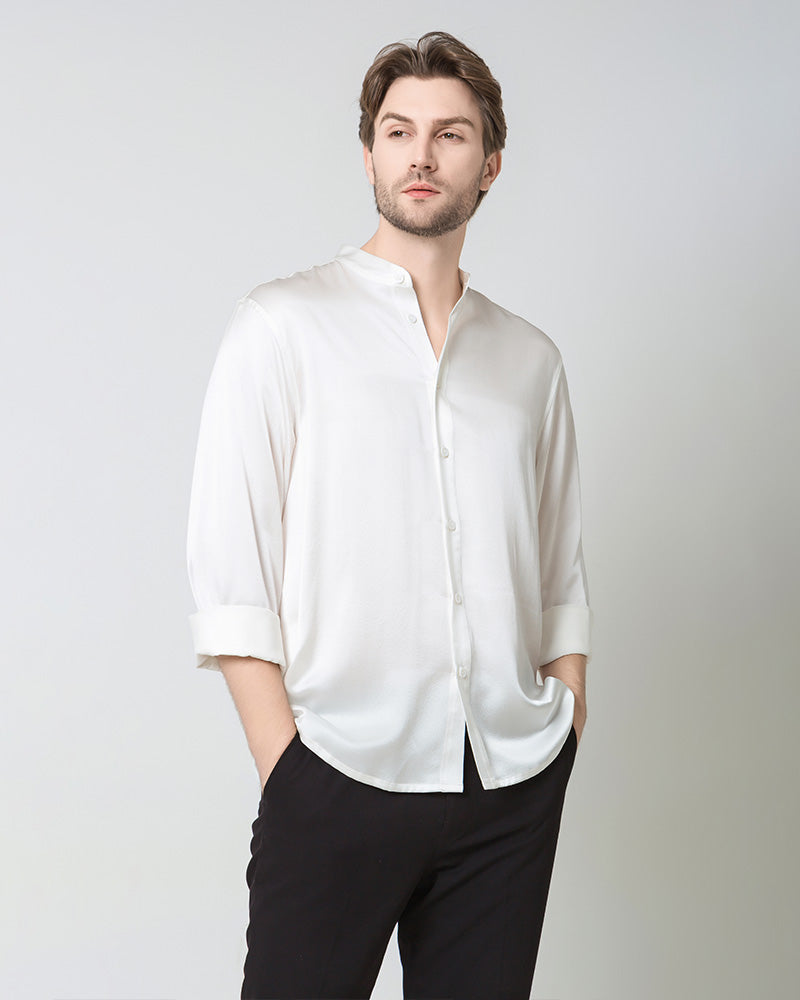 Silk Men's Casual Long Sleeve Shirt