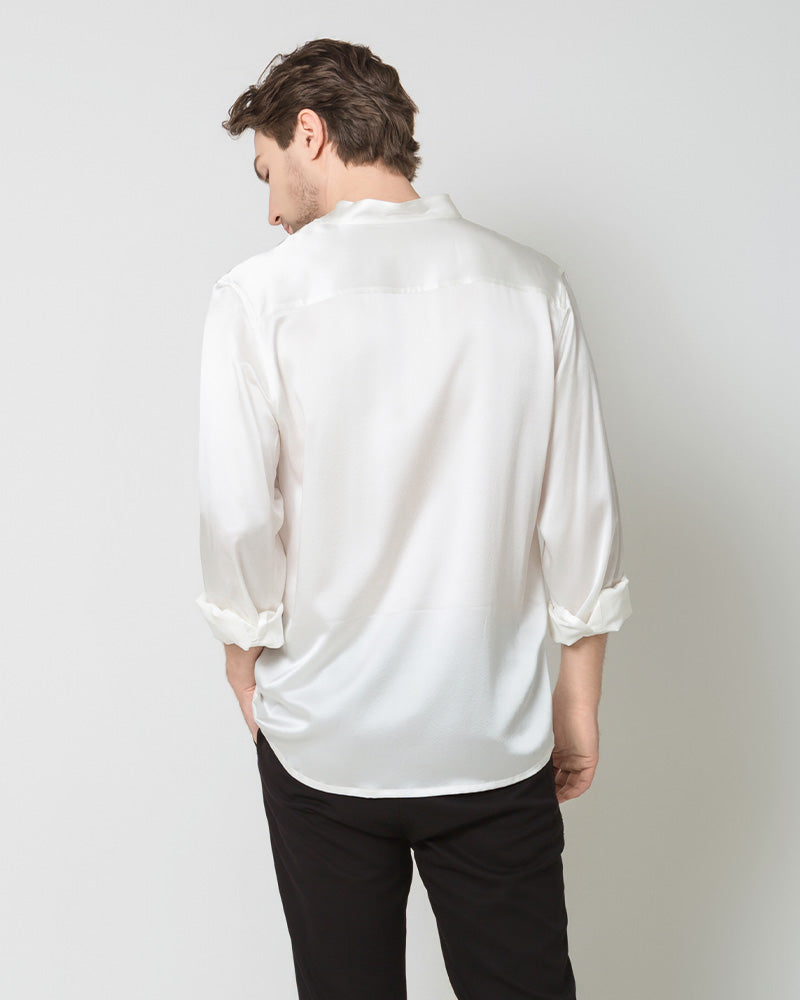 Silk Men's Casual Long Sleeve Shirt
