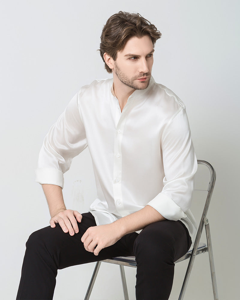 Silk Men's Casual Long Sleeve Shirt