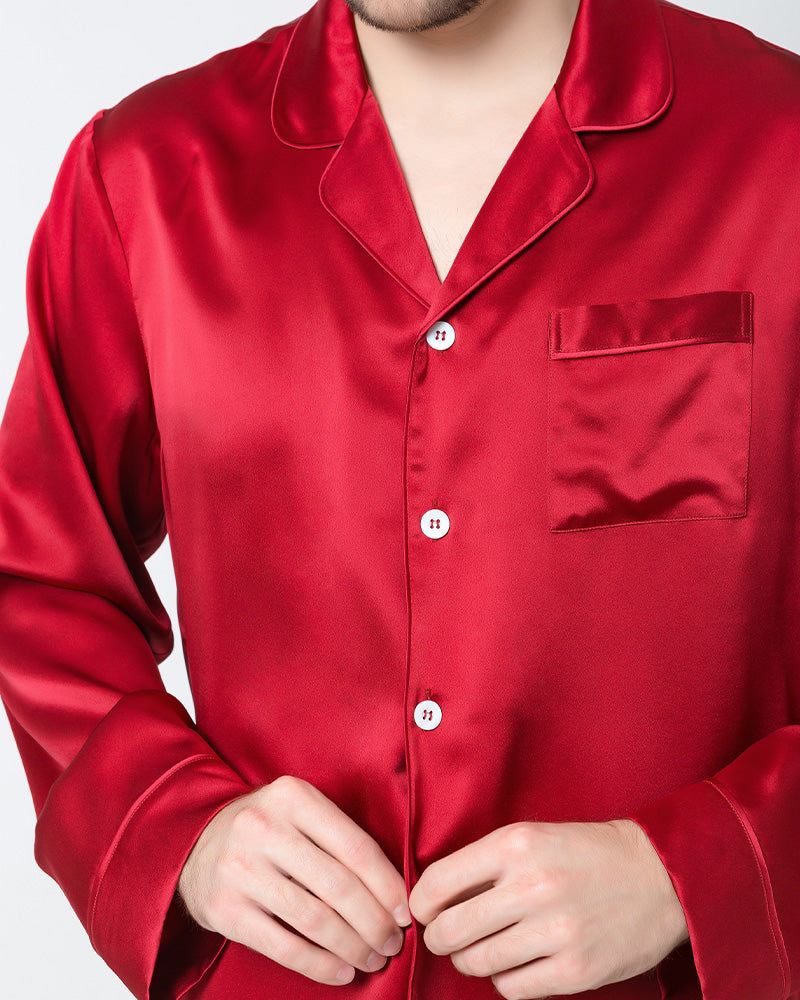 Silk Men's Loosen Long Pajamas