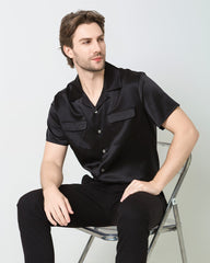 Silk Men's Short Sleeve Shirt With Two Pockets