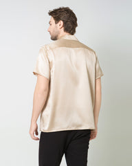 Silk Men's Short Sleeve Shirt With Two Pockets