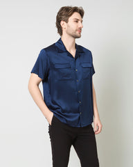 Silk Men's Short Sleeve Shirt With Two Pockets