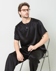 Men's Short Sleeves & Pants Silk Pajamas