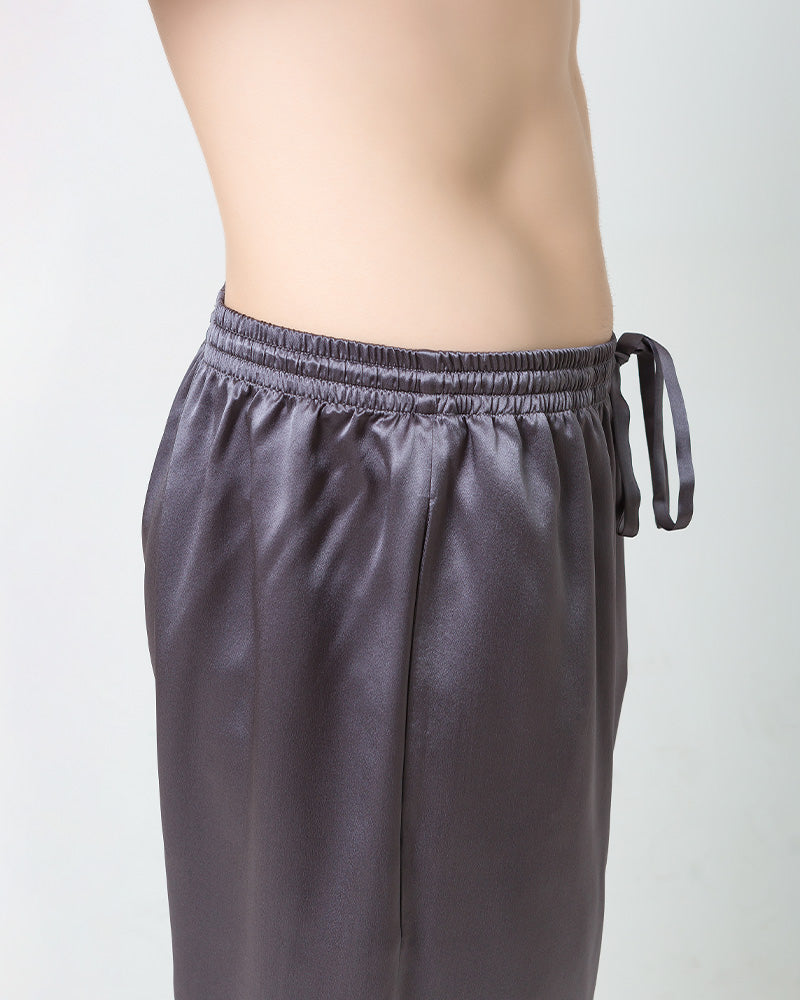 Men's Short Sleeves & Pants Silk Pajamas