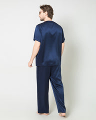 Men's Short Sleeves & Pants Silk Pajamas