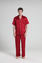 Short Sleeve 100% Silk Pajamas For Men