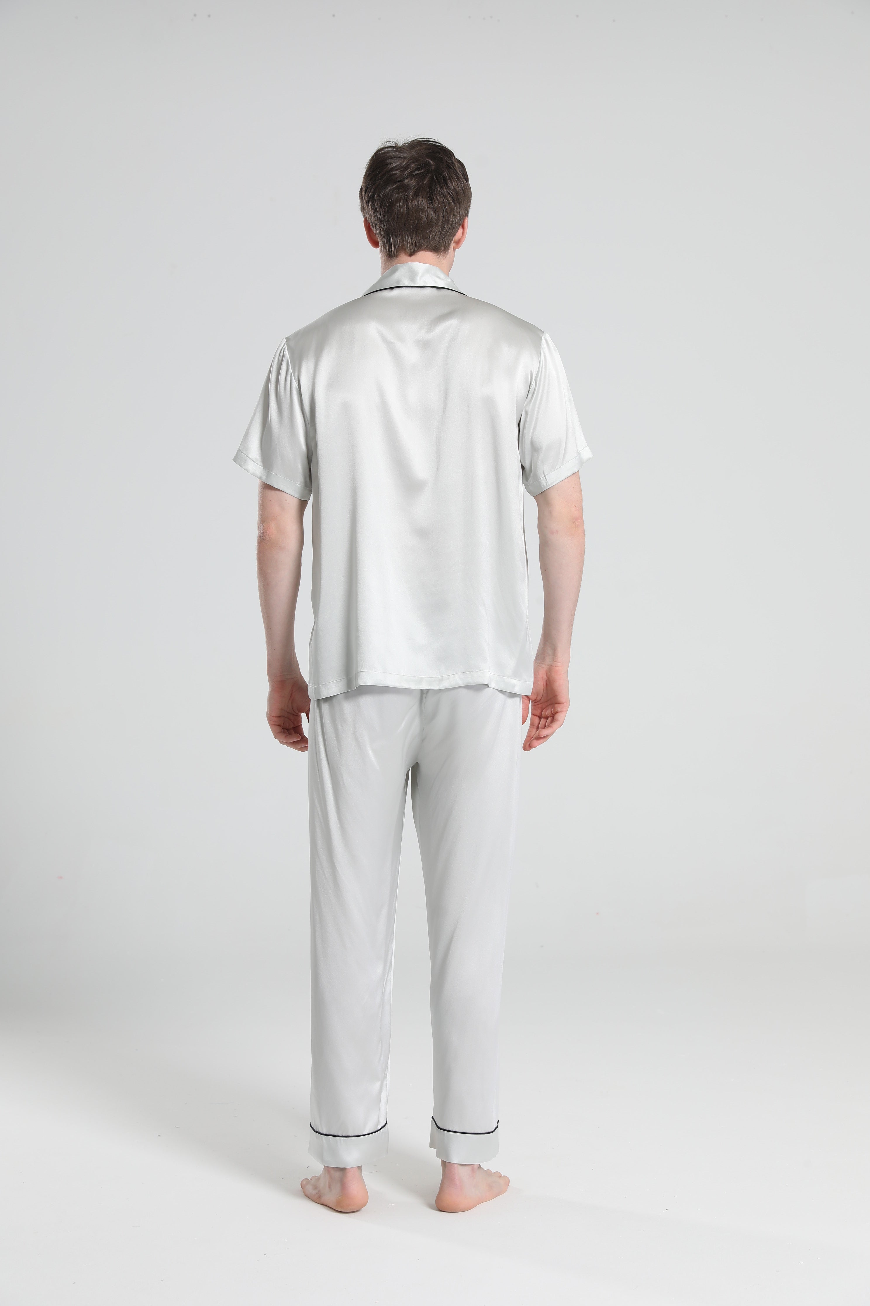 Short Sleeve 100% Silk Pajamas For Men