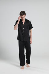 Short Sleeve 100% Silk Pajamas For Men
