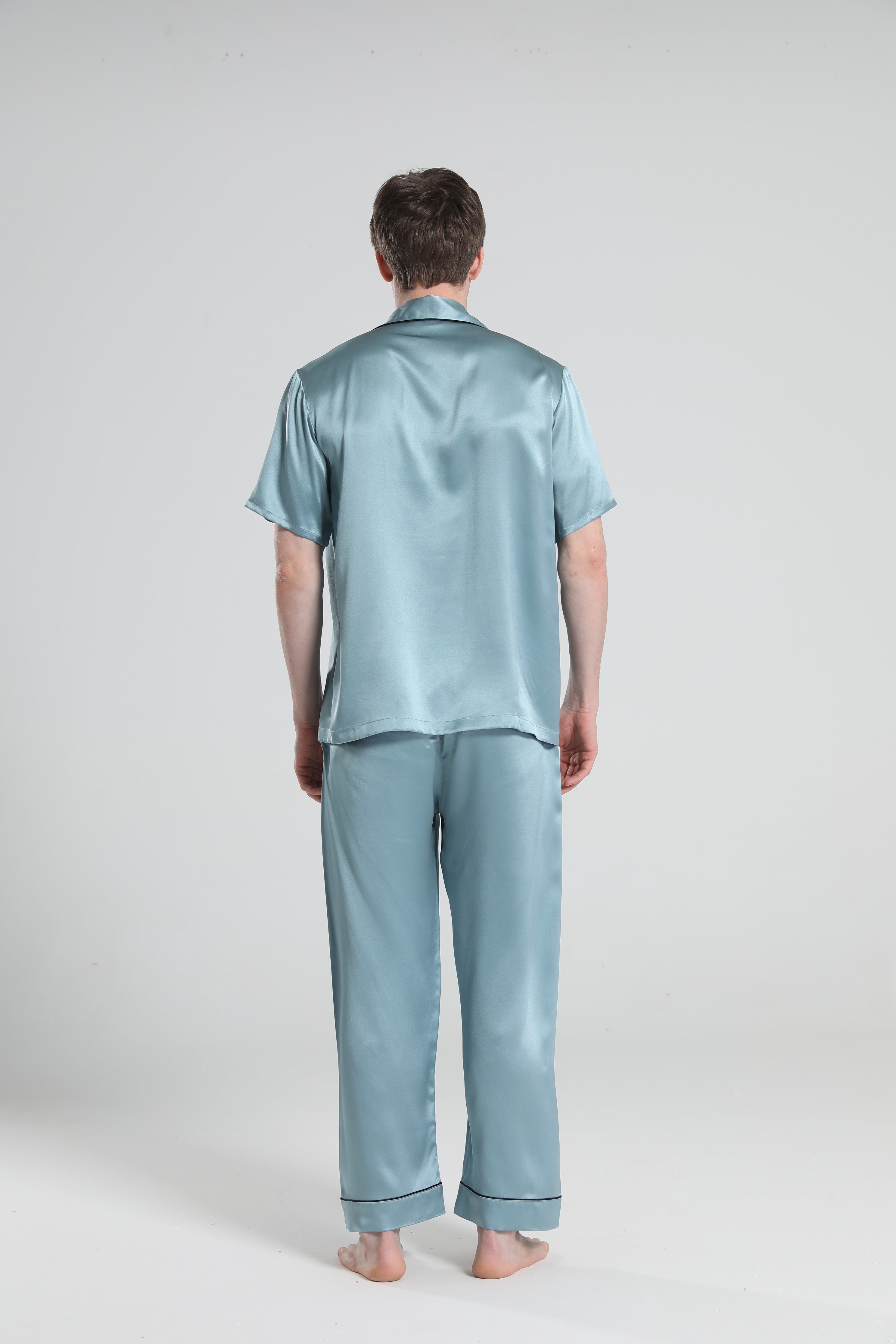 Short Sleeve 100% Silk Pajamas For Men