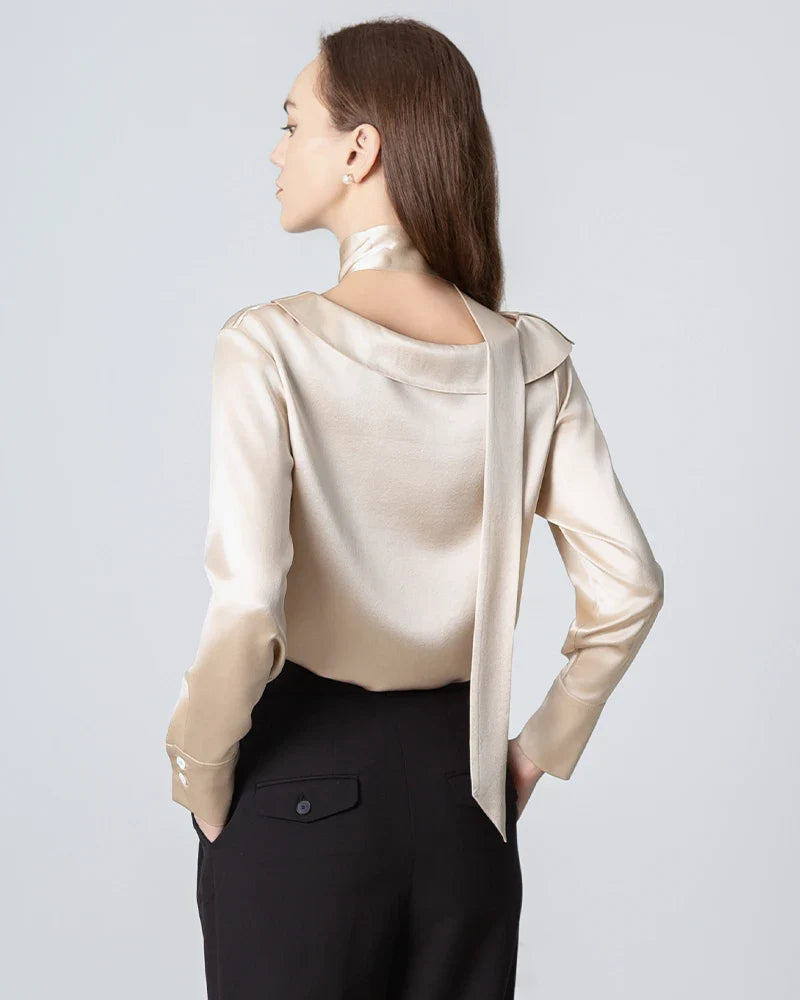 Silk Tie Neck Blouse