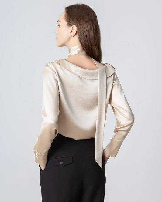 Silk Tie Neck Blouse