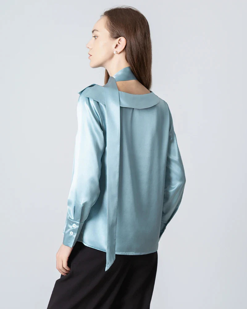 Silk Tie Neck Blouse