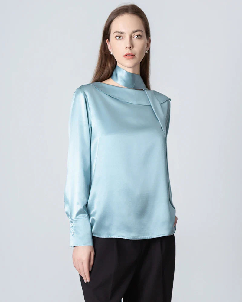 Silk Tie Neck Blouse