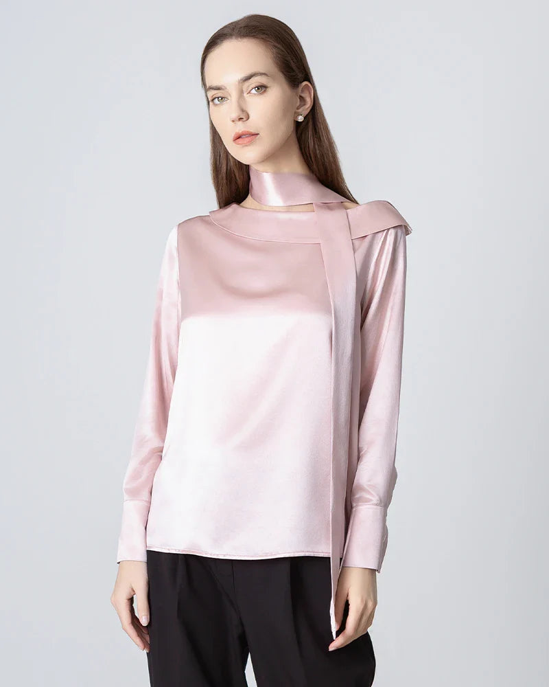 Silk Tie Neck Blouse