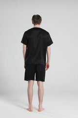 Simple Crew Neck Short Pajamas Set for men, Black