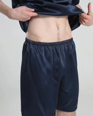 Simple Crew Neck Short Pajamas Set for men, Navy
