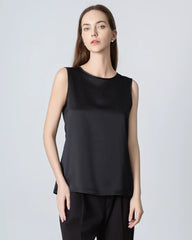 Sleeveless Lace-up Silk Blouse