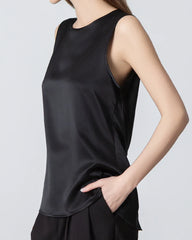 Sleeveless Lace-up Silk Blouse