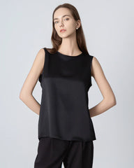 Sleeveless Lace-up Silk Blouse