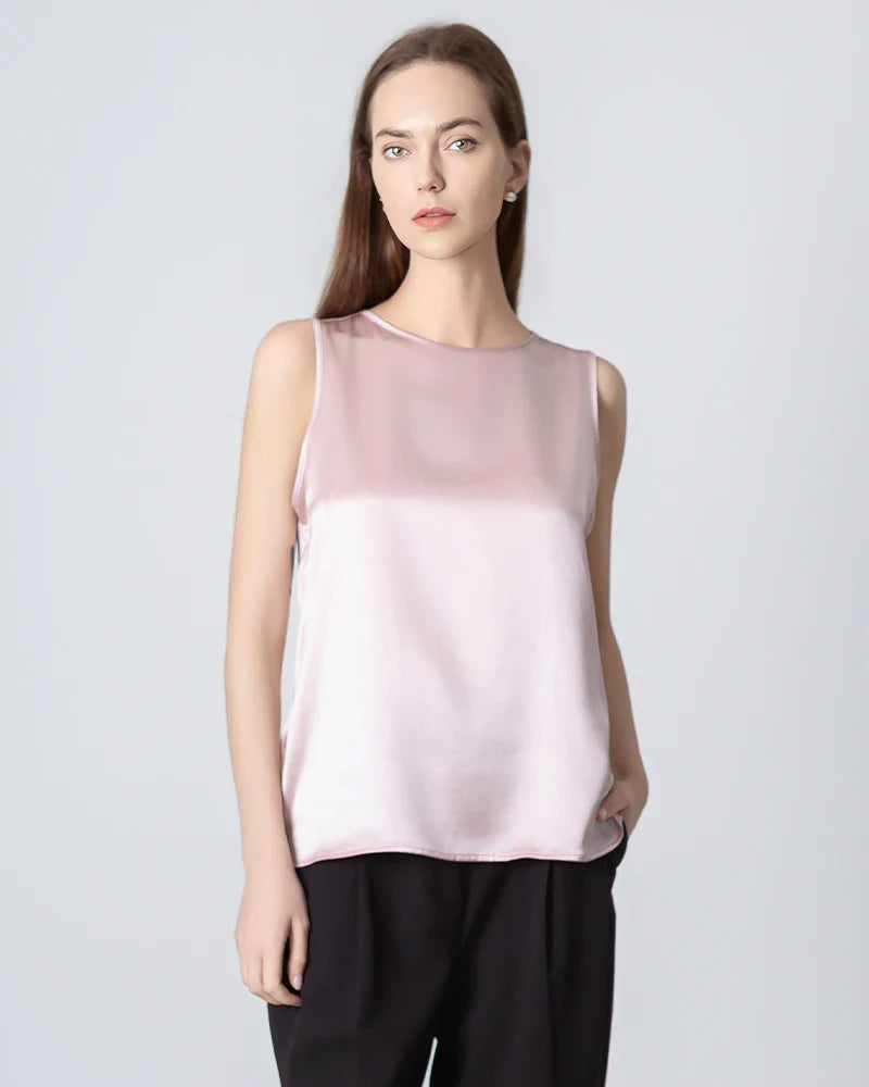 Sleeveless Lace-up Silk Blouse