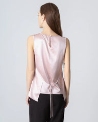 Sleeveless Lace-up Silk Blouse