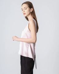 Sleeveless Lace-up Silk Blouse