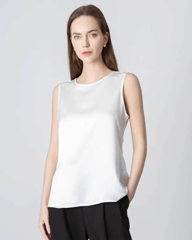 Sleeveless Lace-up Silk Blouse