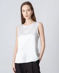 Sleeveless Lace-up Silk Blouse
