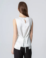 Sleeveless Lace-up Silk Blouse