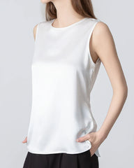 Sleeveless Lace-up Silk Blouse