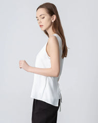 Sleeveless Lace-up Silk Blouse