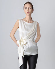 Sleeveless Wrap Silk Top