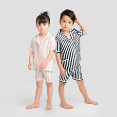 Stripe Kids Silk Pajama Short Set