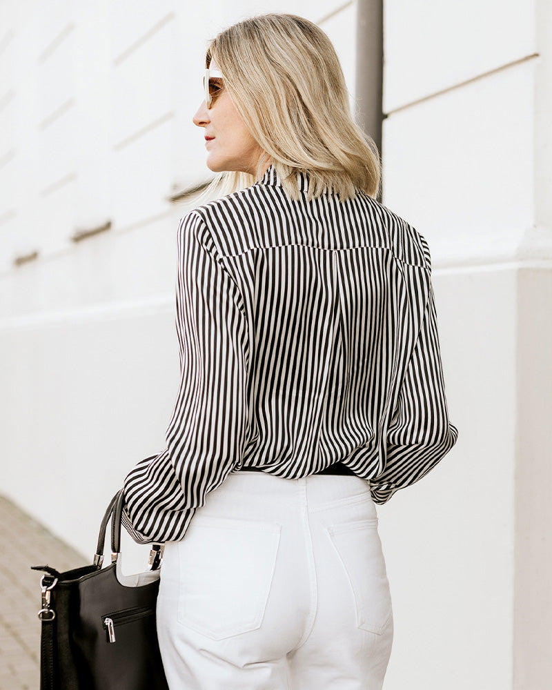 Stripe Silk Blouse for Women