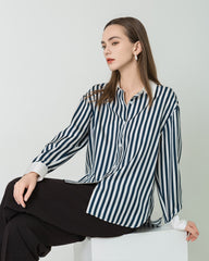 Women Relaxed Stripe Silk Shirt