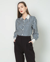 Women Relaxed Stripe Silk Shirt