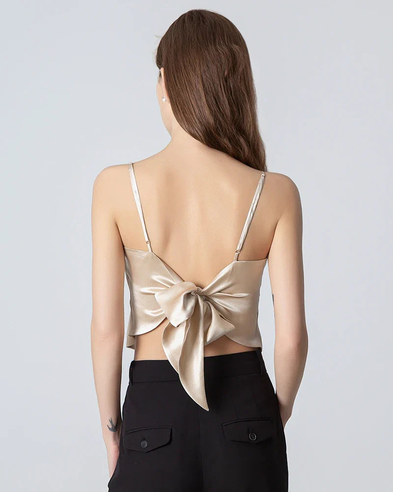 Tie Back Square Neck Silk Camisole