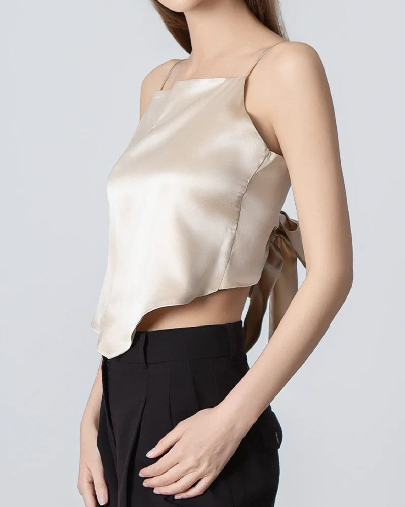 Tie Back Square Neck Silk Camisole