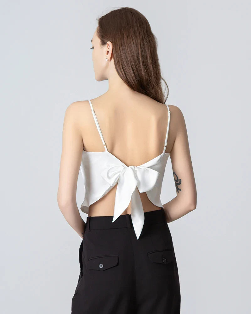 Tie Back Square Neck Silk Camisole