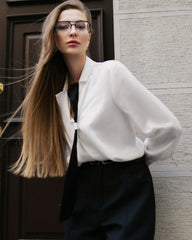 Turn Down Collar Silk Shirt