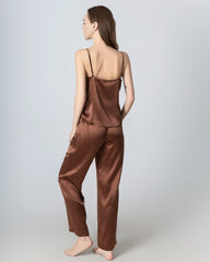 V-neck Camisole Silk Pajama Set