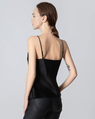 V-neck Crisscross Lace Silk Camisole